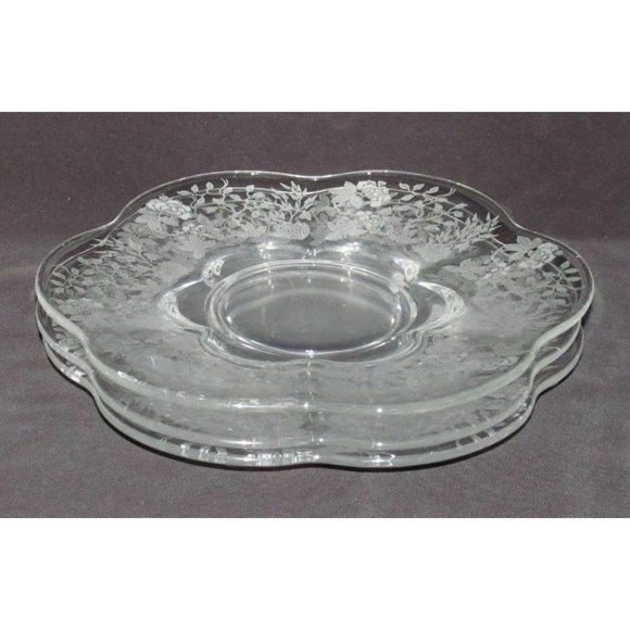 Duncan Miller Glass Co. INDIAN TREE No.5326 Crystal Set of 3 Salad Plates - Picture 1 of 2
